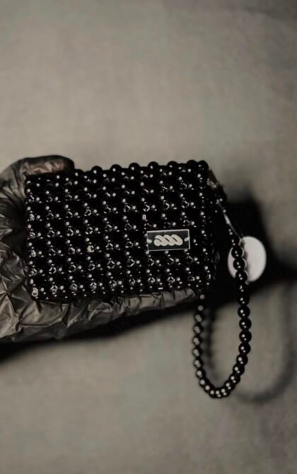BLACK BEADED WALLET